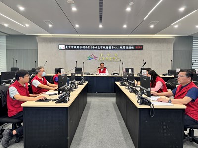 台中市政府水利局今-9-日於市府災害應變中心舉辦-模擬水災市級應變中心開設-演練
